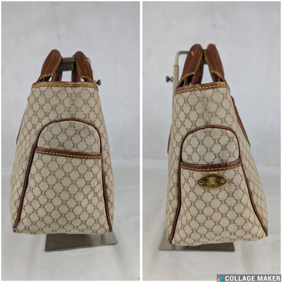 Authentic Celine Tote Bag Handbag Macadam Beige7 Vintage Based on Original Title - Picture 6 of 15